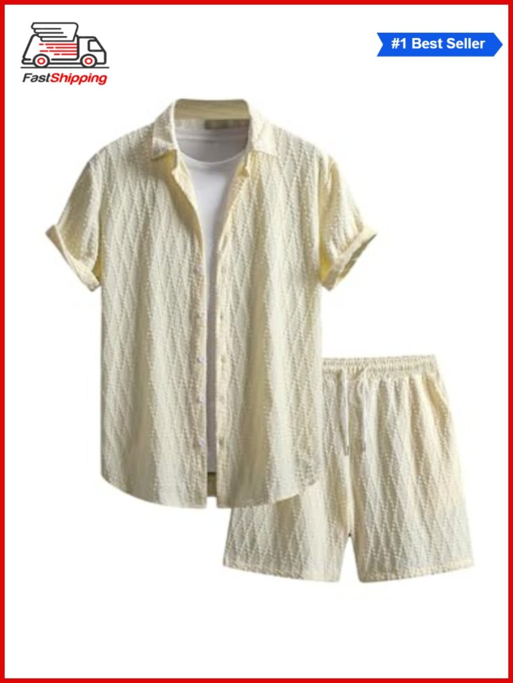 ✨GORGLITTER Men's 2 Piece Linen Shorts Set Vacation Summer Cruise Outfit